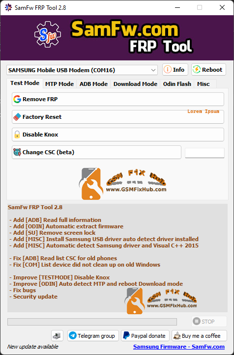 SamFw FRP Tool 2.8 - Remove Samsung FRP one click